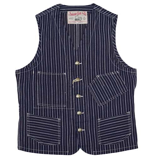 SUGAR CANE シュガーケーン 9oz インディゴストライプワークヴェスト Lot.SC14370